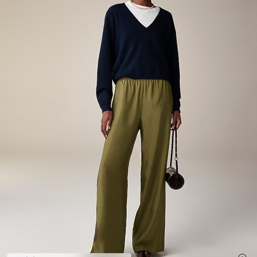 J. Crew Olive Wide-Leg Women's Pants